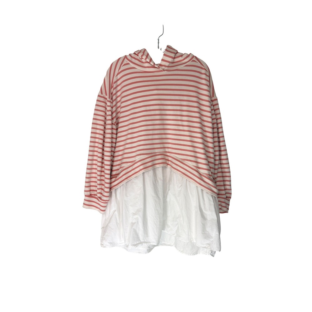 Anthropologie Pilcro Hooded Sweatshirt Twofer Mini Dress Casual Pink Medium